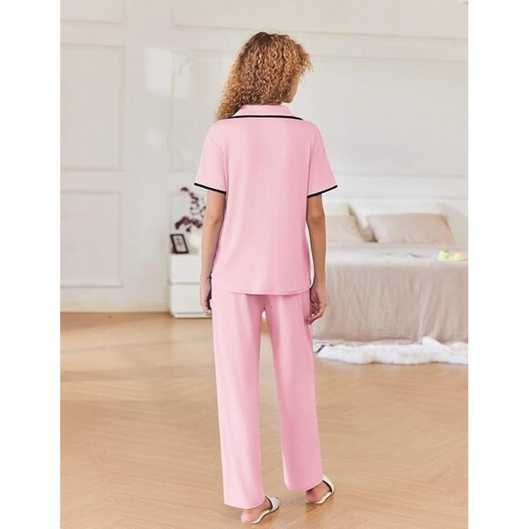 Ekouaer Light Pink Short Sleeve Pajama's Women XL - Picture 5 of 7